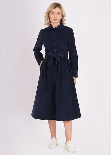 Cordkleid Mood Indigo | Dunkelblaues Hemdblusenkleid