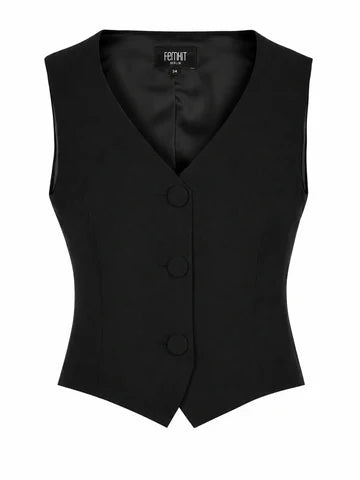 Dona Weste Schwarz | Feminine Vintage-inspirierte Damenweste