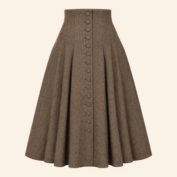 Shelly Rock Mocha – High Waist Rock im Fischgrät Vintage Stil