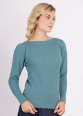 Strickpullover Larkspur Eisblau | Strukturstrick aus Bio-Baumwolle
